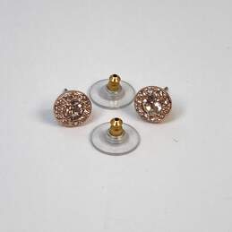 Designer Rose Gold-Tone Crystal Cut Fashionable Round Stud Earrings alternative image