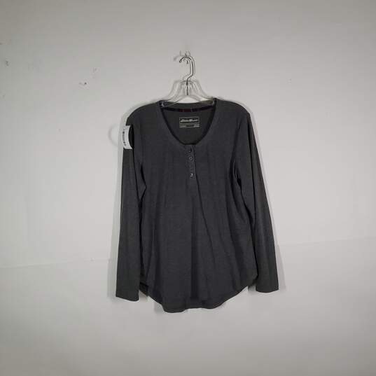 Womens Henley Neck Sleepwear Long Sleeve Sleepshirt Size Medium image number 1