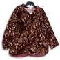 Soft Surroundings Womens Red Brown Floral Spread Collar Button-Up Shirt Size XL image number 1