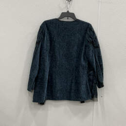 Womens Black Blue Long Sleeve Regular Fit Open Front Cardigan Sweater Sz 1 alternative image