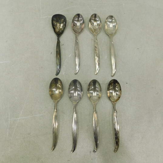 1847 Rogers Bros FLAIR Silverplate Set of 7 Demitasse Spoons W/extra serving spoon image number 1