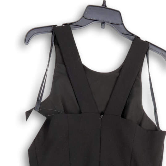 Womens Black Round Neck Pleated Back Zip Sleeveless Sheath Dress Size 8 image number 4