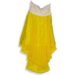 Womens Yellow Strapless Asymmetrical Hem Beaded Mini Dress Size 3X alternative image