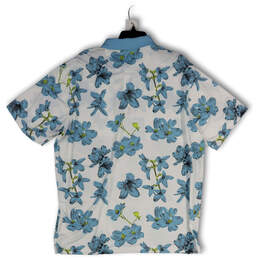 NWT Mens White Blue Floral Short Sleeve Spread Collar Polo Shirt Size XL alternative image