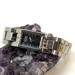 Designer Citizen Silver-Tone Chain Strap Black Dial Analog Wristwatch