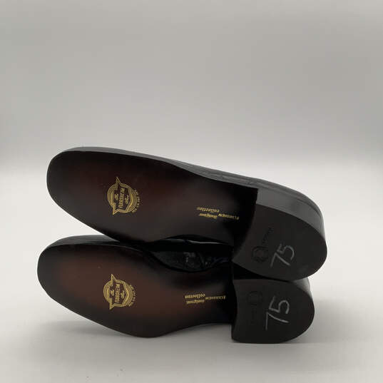 Mens Black Leather Square Toe Slip-On Formal Loafer Shoes Size 8 image number 6