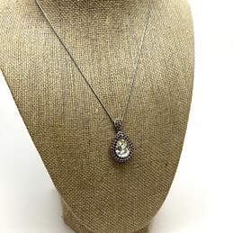 Designer Swarovski Silver-Tone Chain Crystal Cut Stone Pendant Necklace