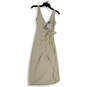 NWT Womens Beige V-Neck Sleeveless Pleated Slim Fit Wrap Dress Size XS image number 1
