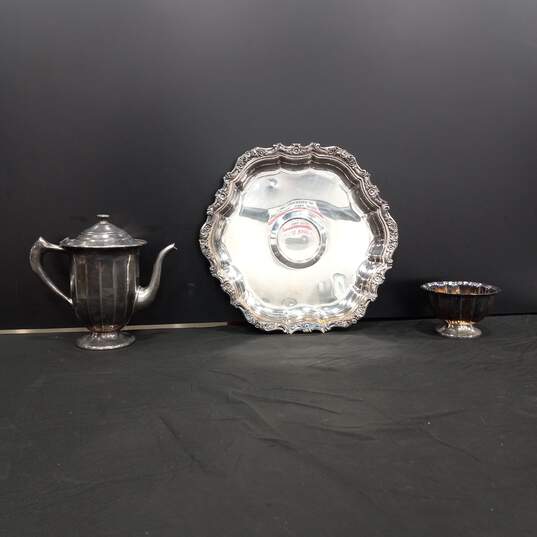 3pc Assorted Silver Plated Dinnerware Bundle image number 1