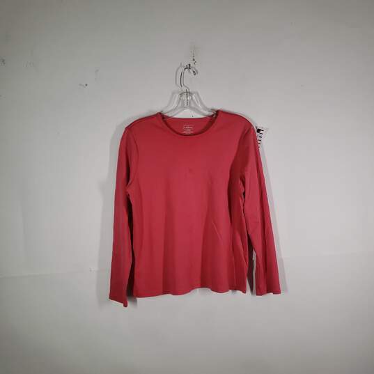 Womens Cotton Round Neck Long Sleeve Pullover T-Shirt Size Large image number 1