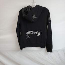 BCBGMAXAZRIA Black Cotton Embellished Full Zip Hoodie WM Size M NWT alternative image