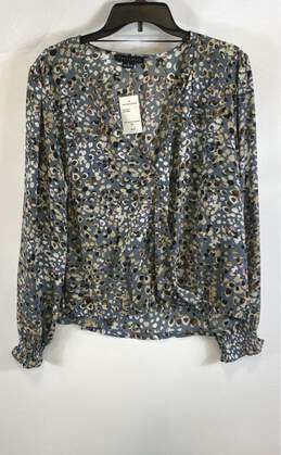 NWT Sanctuary Womens Multicolor Printed Long Sleeve Wrap Blouse Top Size XL