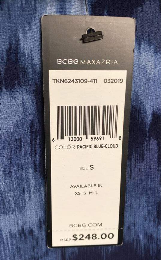 BCBGMAXAZRIA Women Blue Jacquard Print Midi Dress S image number 5