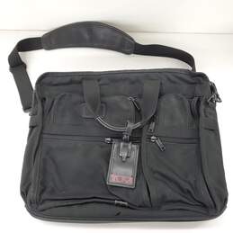 TUMI Alpha Black Expandable Briefcase Business Bag