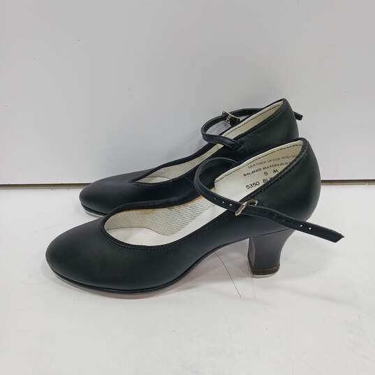 Women's Black Leather Tap Dance Shoes Size 5 image number 1
