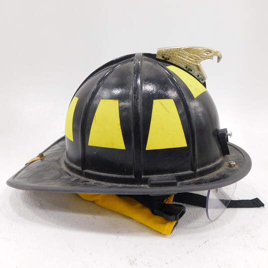 Vintage Morning Pride Black Eagle Firefighter Helmet w/ Shield & Neck Liner image number 4