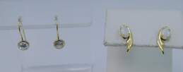 14K Yellow Gold Opal & CZ Earrings 1.4g
