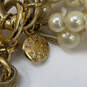 Designer J. Crew Gold-Tone Multi Strand White Pearl Toggle Beaded Necklace image number 3