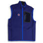 Mens Blue UBC Mock Neck Sleeveless Chest Pocket Full Zip Vest Size Medium image number 1