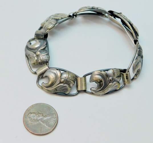 Vintage 830 Silver Christian Mich Denmark Fancy Flower Link Bracelet 17.7g image number 3