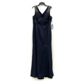 NWT Womens Blue V-Neck Sleeveless Back Zip Classic Maxi Dress Size 16