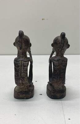 Handcrafted Metal Figurine Set of 2 Vintage Indonesia Bronze Statue Sculptures alternative image