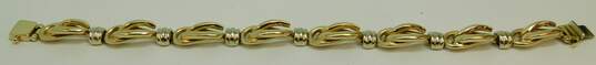 Elegant 14K Two Tone Gold Chunky Fancy Link Chain Bracelet 26.9g image number 3