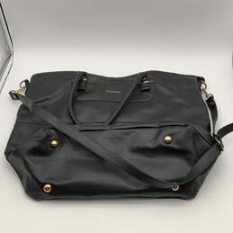 Calvin Klein Womens Black Leather Detachable Strap Inner Pocket Tote Bag alternative image