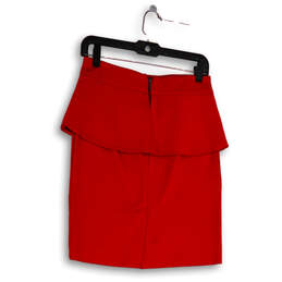 Womens Red Flat Front Peplum Back Zip Slit Casual Mini Skirt Size 2 alternative image
