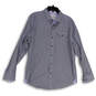 Mens Blue Striped Long Sleeve Front Pocket Collared Button-Up Shirt Size L image number 1