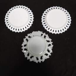 3 Vtg. Milk Glass Decorative Plates alternative image