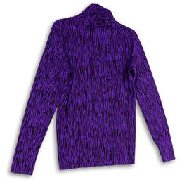 Womens Purple Black Long Sleeve Mock Neck Activewear Pullover T-Shirt Sz L alternative image