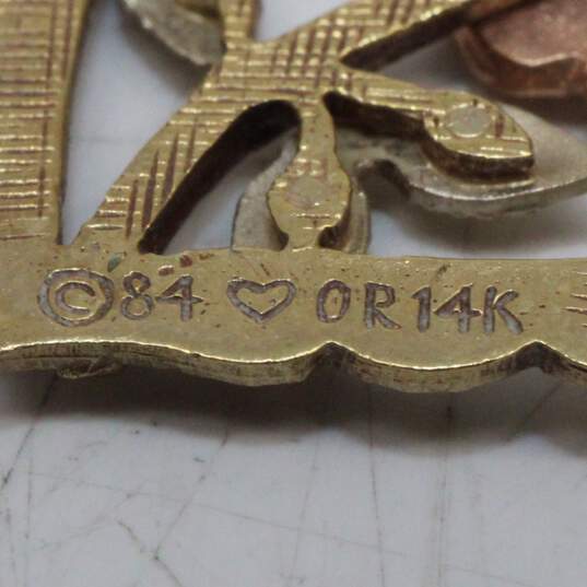 OroAmerica 14K Multi-Color Gold Flower Heart Pendant - 2.5g image number 5