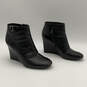 Womens Lowell 32158696 Black Leather Round Toe Wedge Ankle Booties Size 7 M image number 4