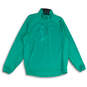 Womens Green Mock Neck 1/4 Zip Long Sleeve Pullover Sweater Size Large image number 1
