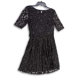 NWT Womens Black Polka Dot Short Sleeve Pleated Fit & Flare Dress Size 10 alternative image