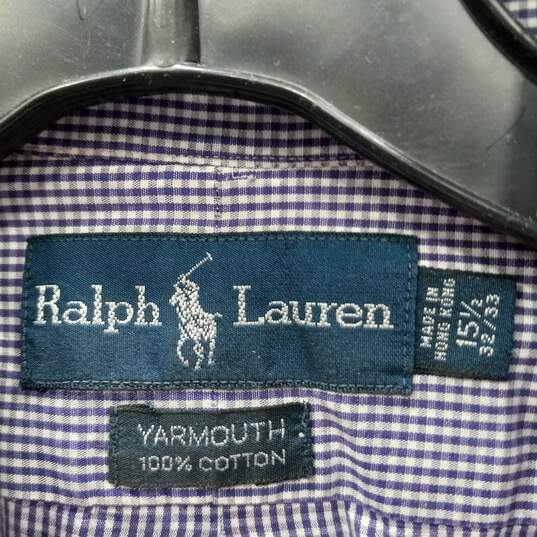 Ralph Lauren Men's Purple Check Cotton LS Dress Shirt Size 15 1/2-32/33 image number 2