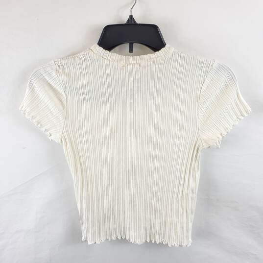 Snidel Women White Knitted Ruffle Top S image number 2