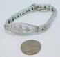 Antique Art Deco 10K White Gold Diamond Accent Ornate Bracelet 9.3g image number 4
