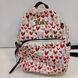 Womens Watercolor White Heart Print Adjustable Shoulder Strap Backpack