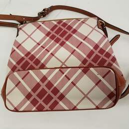 Dooney & Bourke Burgundy & Cream Plaid w/ Leather Trim Crossbody Bag alternative image