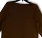 Womens Brown Knitted 3/4 Sleeve Crew Neck Pullover T-Shirt Size Large image number 4