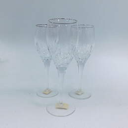 Set of 3 Miller Rogaska Memoir Platinum Rim Wine Goblet Glasses