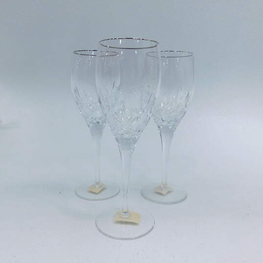 Set of 3 Miller Rogaska Memoir Platinum Rim Wine Goblet Glasses image number 1