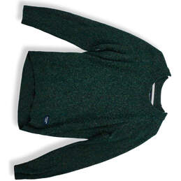 Mens Green Knitted Crew Neck Long Sleeve Pullover Sweater Size Medium
