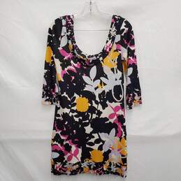 Diane Von Furstenberg 100% Silk Floral Scoop Neck Mini Dress Size 6