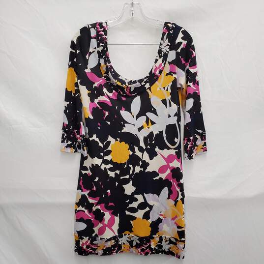 Diane Von Furstenberg 100% Silk Floral Scoop Neck Mini Dress Size 6 image number 1