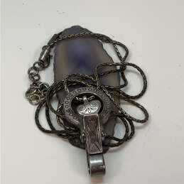 Designer Brighton Silver-Tone Floating Heart Badge Clip ID Holder Necklace