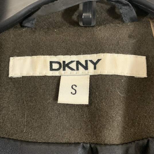 Women's Brown/Black DKNY Double-Breasted Coat, Sz. S image number 3
