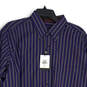 NWT Mens Blue Striped Long Sleeve Pocket Collared Button-Up Shirt Size XL image number 3